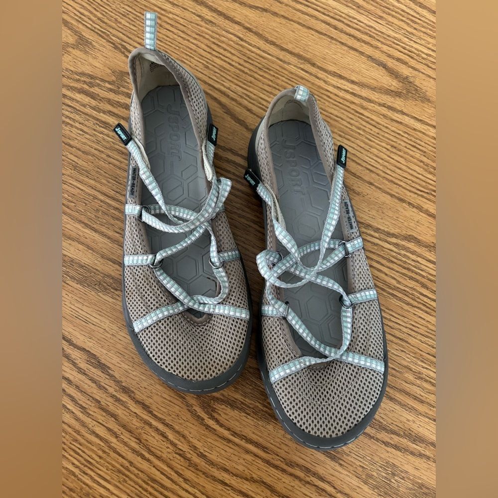 Women's J Sport Water Ready Sandals in Tan and Blue